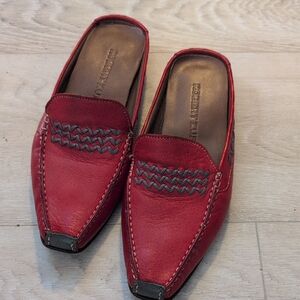 Robert Zur Red Leather Women's Slip-Ons